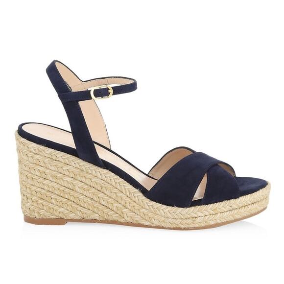 NWT Stuart Weitzman Rosemarie Leather Platform Espadrille Wedge Sandals sz 11.5 - Picture 2 of 10
